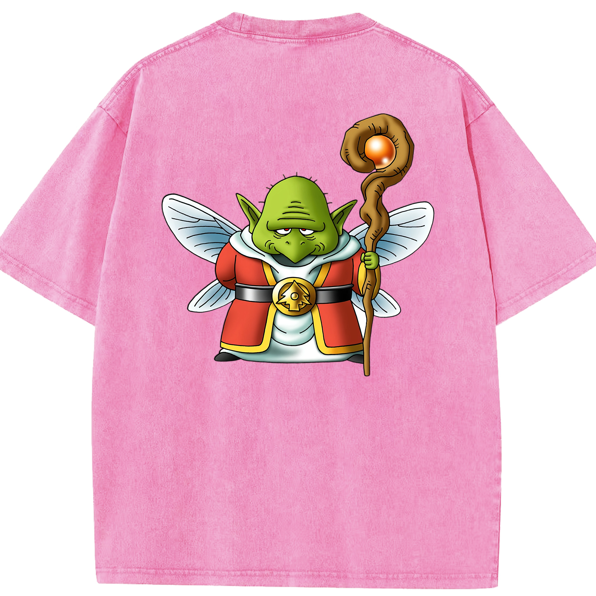 （画像用） ドラゴンクエスト Doragon Kuesuto Dragon Quest 綿100% ヴィンテージ風 半袖Tシャツ（背面プリント）
